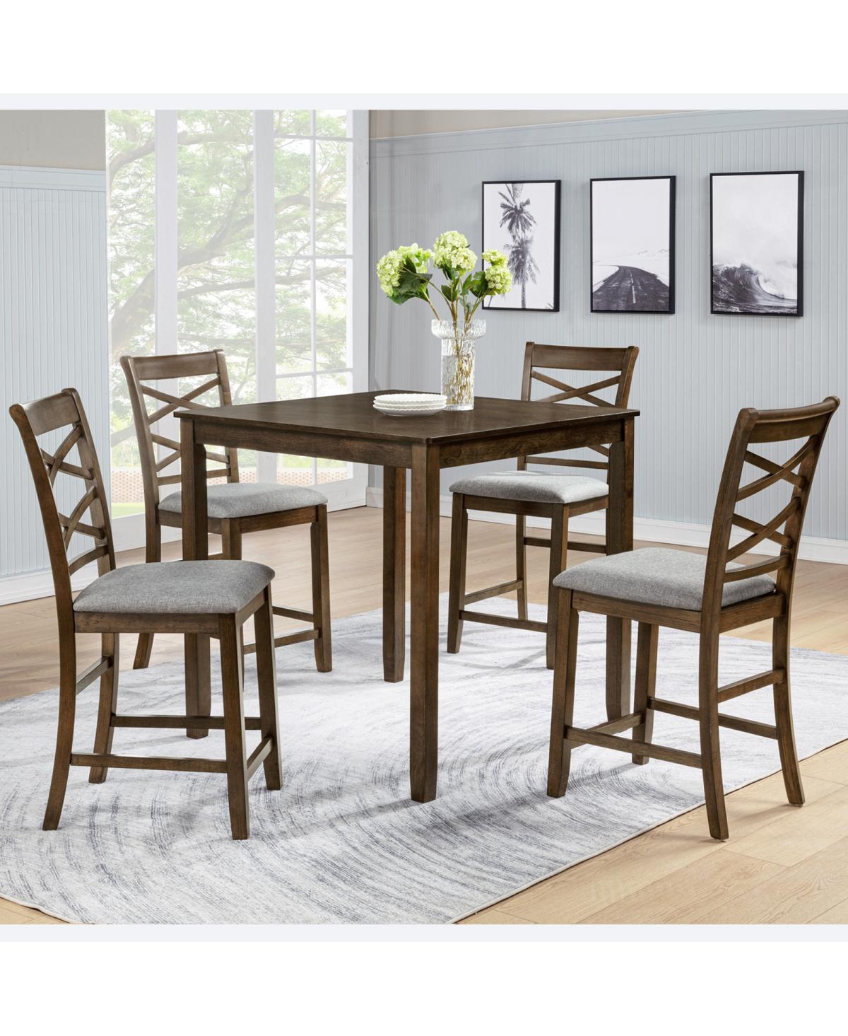 Streamdale Furniture Wooden Counter Height Chairs Set of 4 with Padded Seat