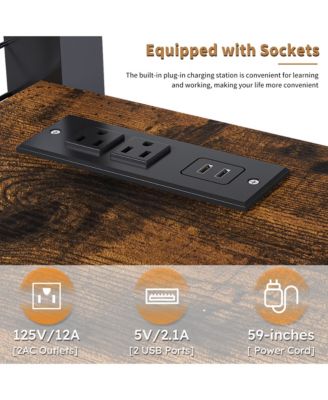 Full Size Loft Bed w Desk and Wardrobe Heavy Duty Metal Frame Built In Charging Station