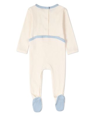 Baby Boys Ribbed Cotton-Blend Embroidered Footie