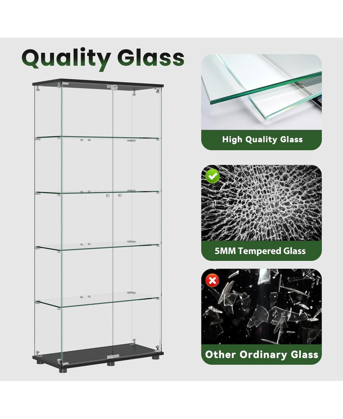 Streamdale Furniture Glass Display Cabinet with Lock, 5-Shelf