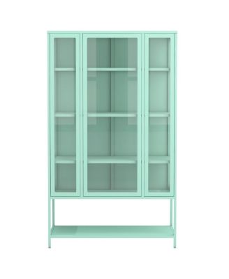 Iron Display Cabinet with Glass Door and LED Lights