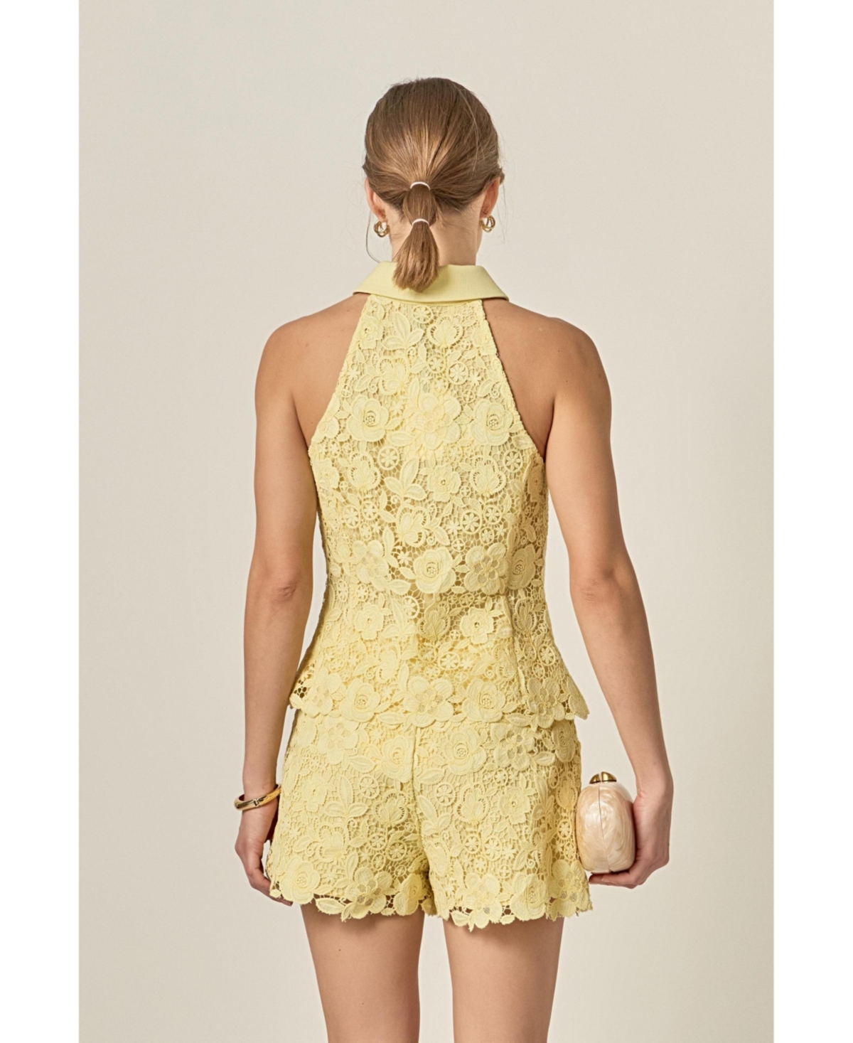 English Factory Women's Floral Lace Halter Top