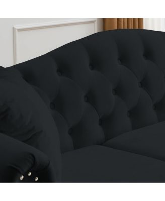 79" Chesterfield Velvet Sofa for Living Room, 3 Seater Tufted Couch
