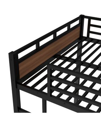 Queen/Queen Metal Bunk Bed, Separable Loft Bed with Fence