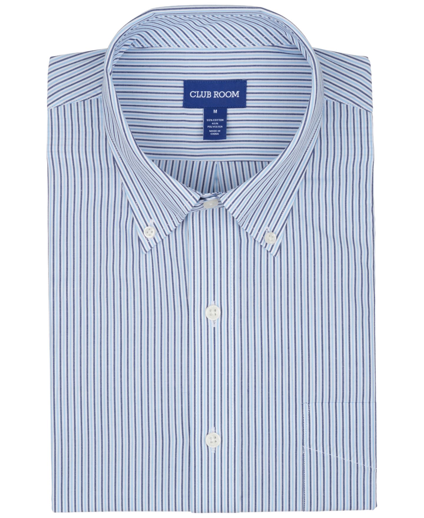 Мужская рубашка Club Room Striped Dress Shirt, цвет: Синий комбинированный — фото 7
