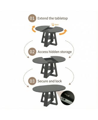 Extendable Round Dining Table for 4-8