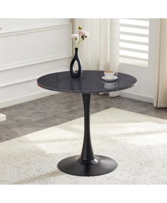 Round Dining Table, 31.5" Faux Marble Tulip Bistro Table for Kitchen & Small Spaces