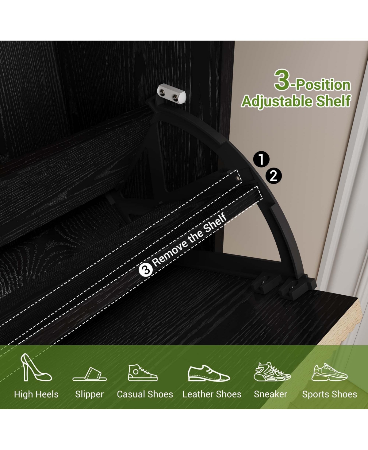 gaomon Freestanding Fluted Entryway Shoe Cabinet