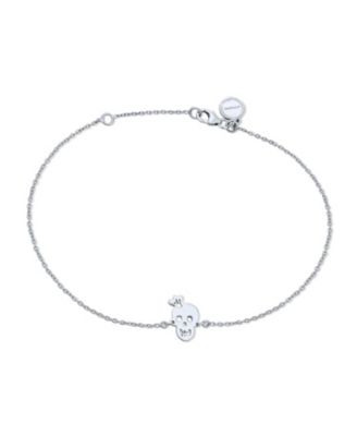 Whimsical Heart Eyes & Crown Smiling Skull Anklet Ankle Bracelet .925 Sterling Silver Adjustable