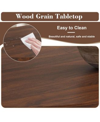 Oval Dining Table Set for 6 with 4 Chairs, Walnut Veneer, Farmhouse Style