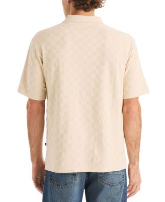 Men's Short-Sleeve Checker Jacquard Polo Shirt