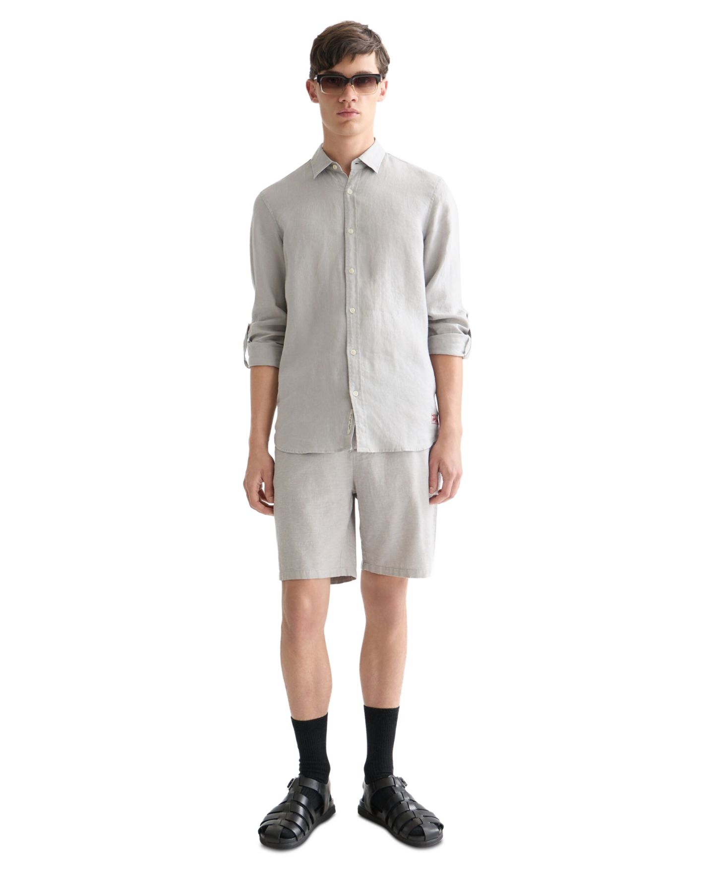 Мужские шорты SCOTCH & SODA Seasonal Core Linen-Blend, цвет: Серый — фото 2