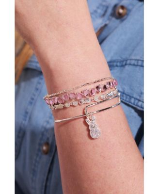 Peeps Pave Crystal Bunny Charm Bangle Bracelet