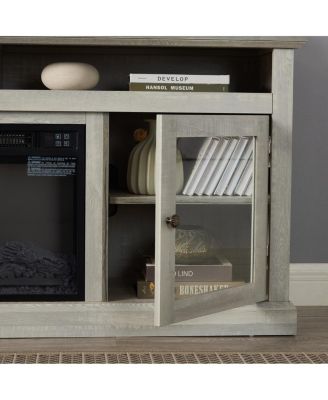 Contemporary Media Stand with Fireplace Insert, 60"W