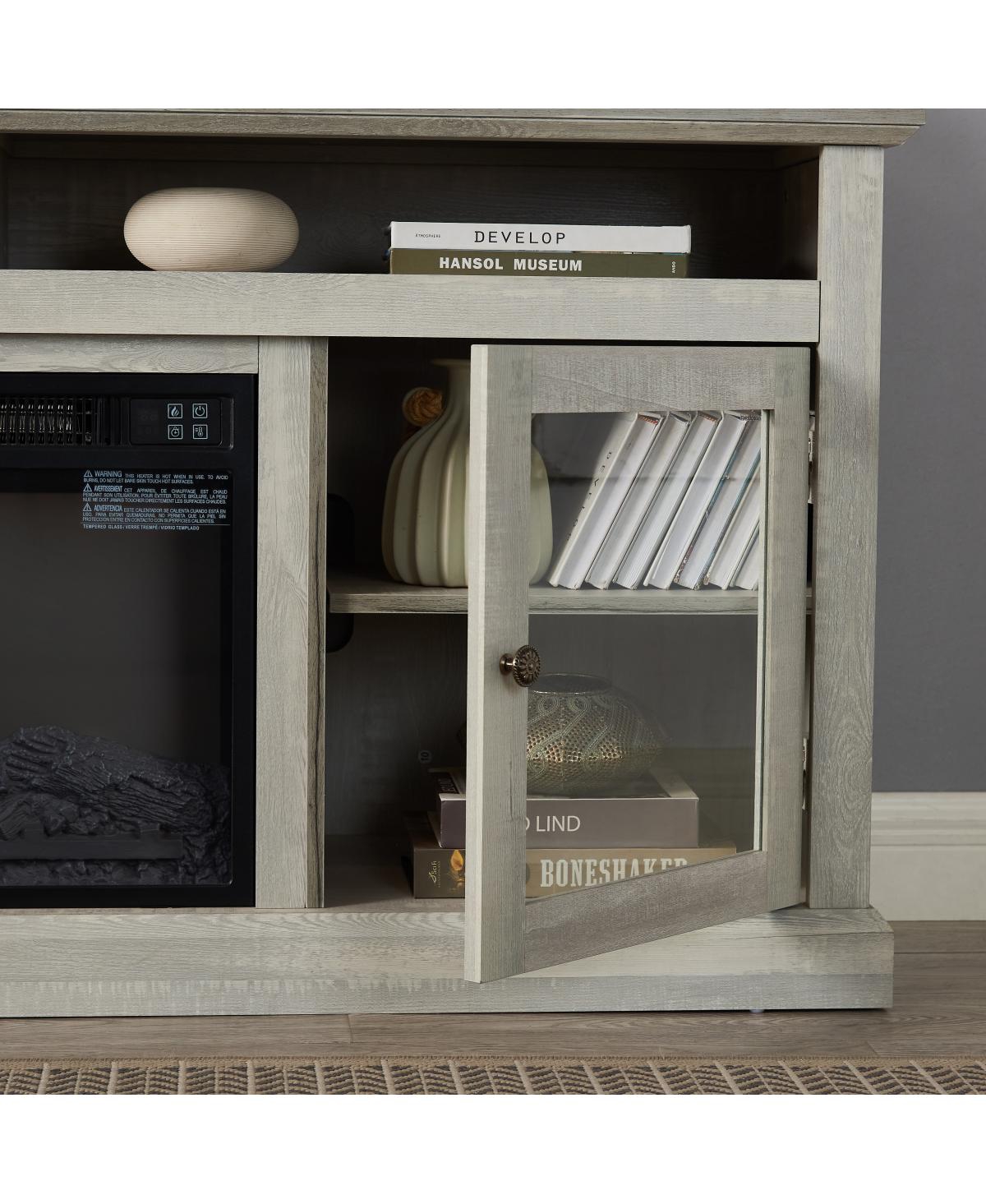 Streamdale Furniture Contemporary Media Stand with Fireplace Insert, 60"W