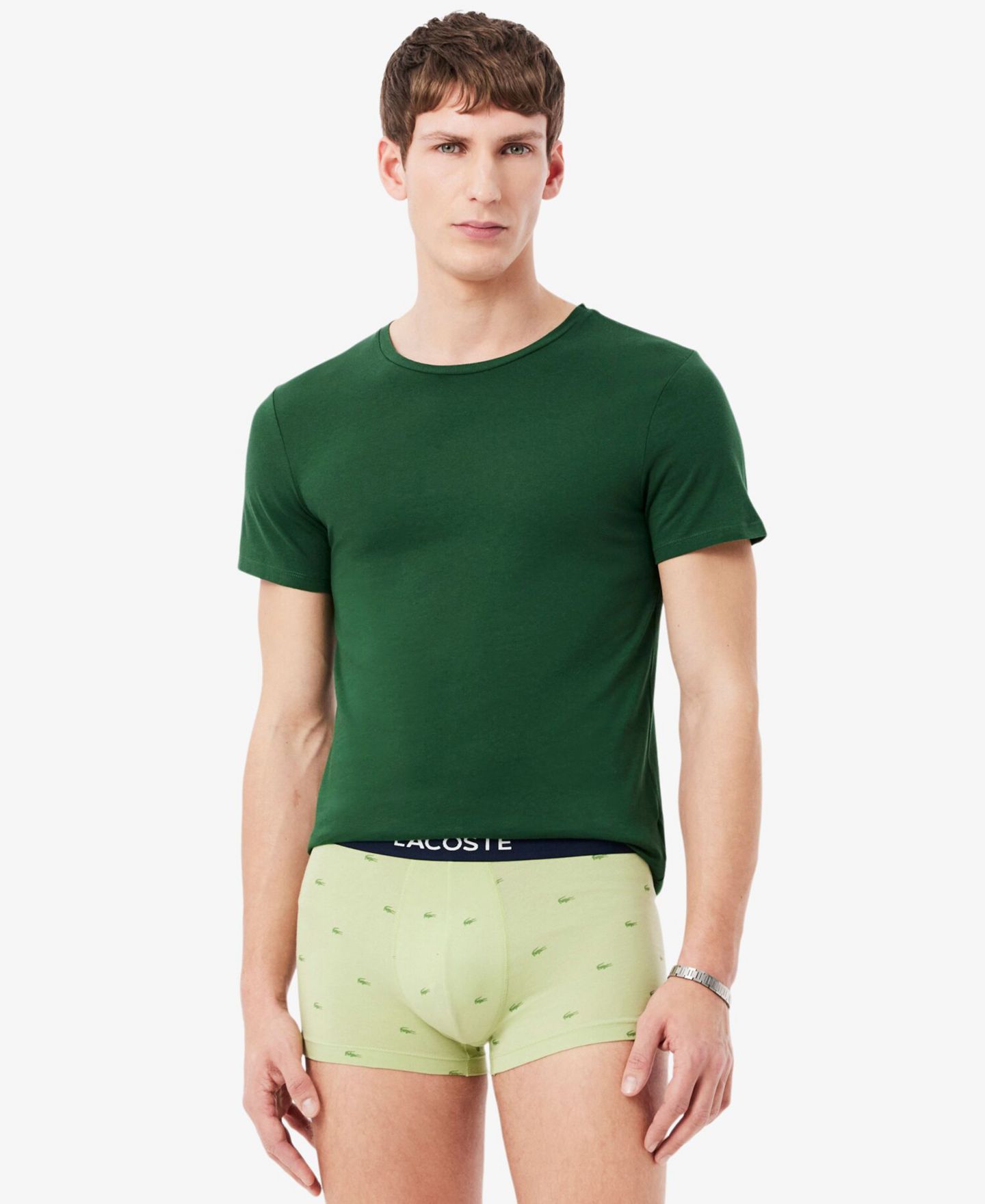 Мужские футболки Lacoste Slim-Fit Crewneck T-Shirt, 3-Pack Gift Set, цвет: Берёзовый / Зелёный чёрный — фото 5