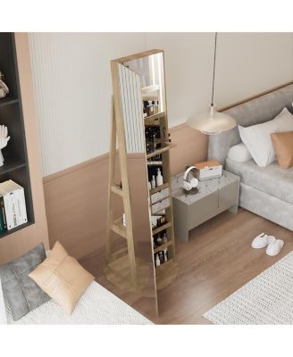 360° Swivel Jewelry Cabinet with Full Length Mirror
