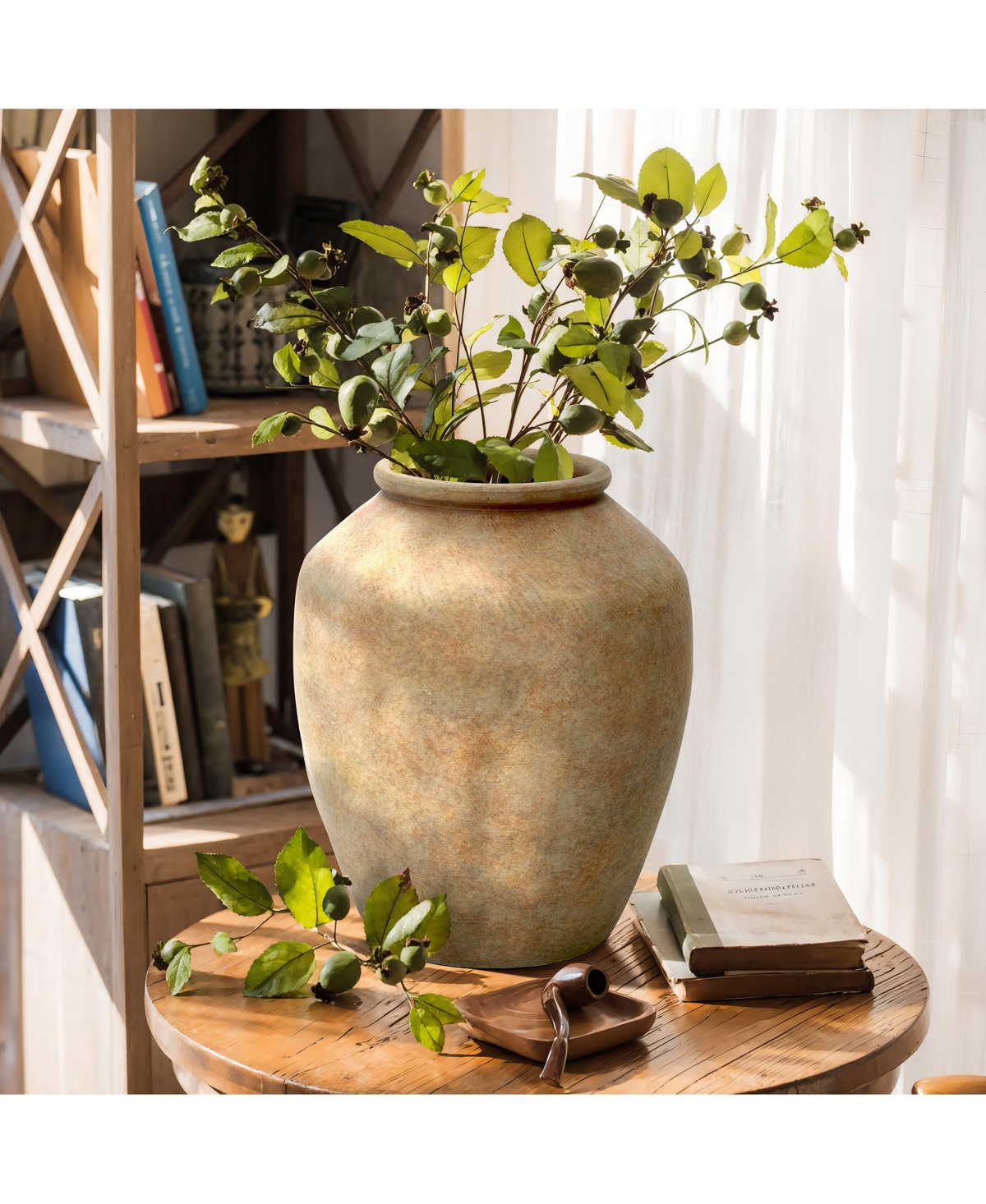 LuxenHome Terracotta 12.4" Vase with Earthy Tones, Accent for Farmhouse or Boho Interiors