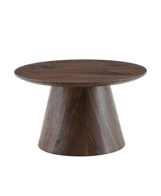 wood grain MDF circular coffee table - 23.6" D x 13.7" H