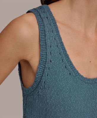 Women's Scoop Neck Pointelle Stitched Tank Sweater