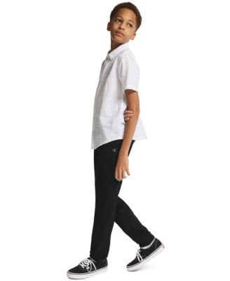 Boys' 8-20 Texture Stripe Woven Short-Sleeve Shirt