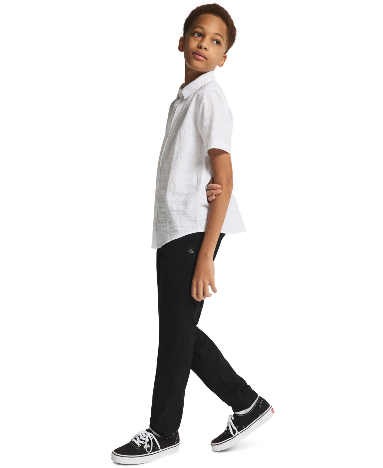 Boys' 8-20 Texture Stripe Woven Short-Sleeve Shirt