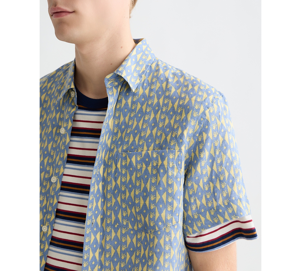 Scotch & Soda Men's Printed Linen Regular-Fit Short-Sleeve Shirt