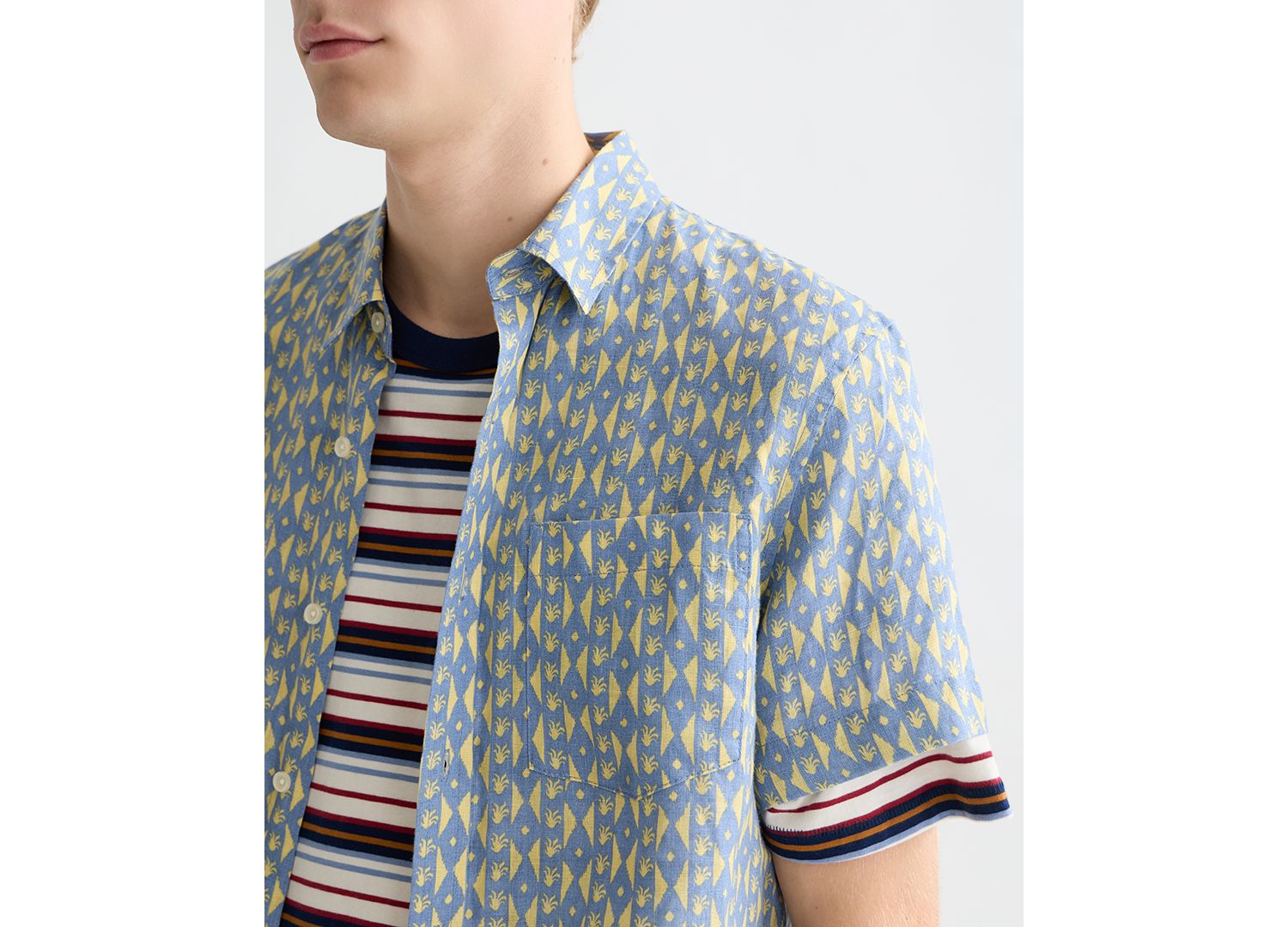 Men's Printed Linen Regular-Fit Short-Sleeve Shirt