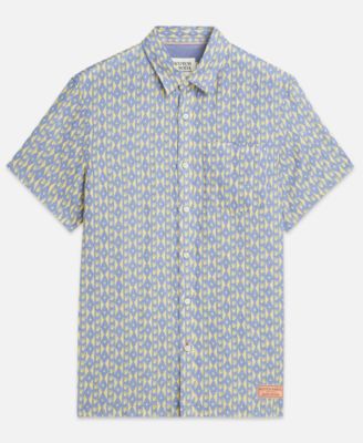 Men's Printed Linen Regular-Fit Short-Sleeve Shirt