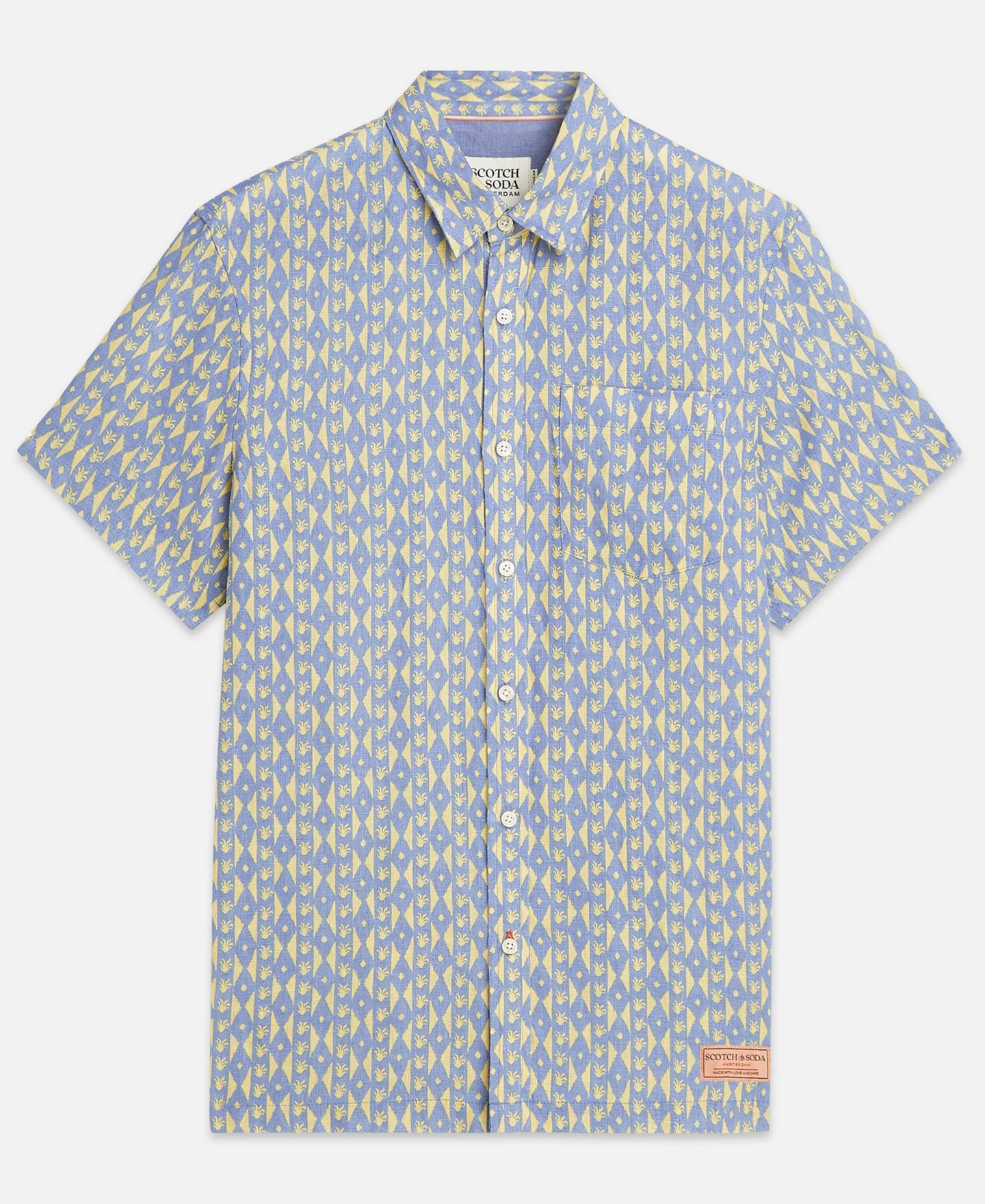 Мужская рубашка SCOTCH & SODA Printed Linen Regular-Fit Short-Sleeve, цвет: Полосатый — фото 4