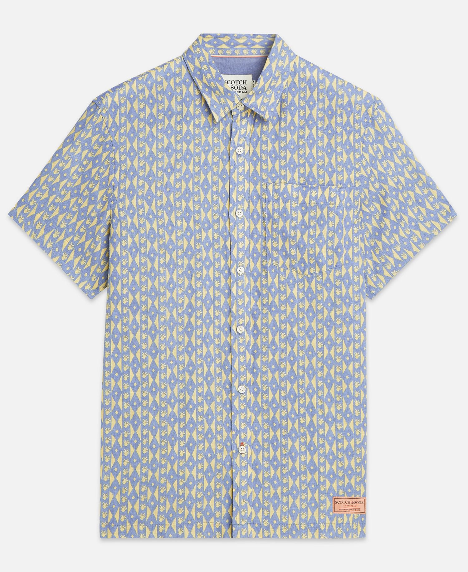 Men's Printed Linen Regular-Fit Short-Sleeve Shirt