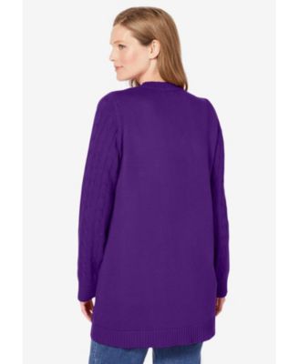 Plus Size Within Cotton Cable Knit Cardigan Sweater