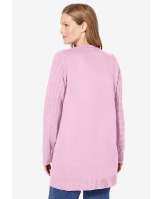 Plus Size Within Cotton Cable Knit Cardigan Sweater
