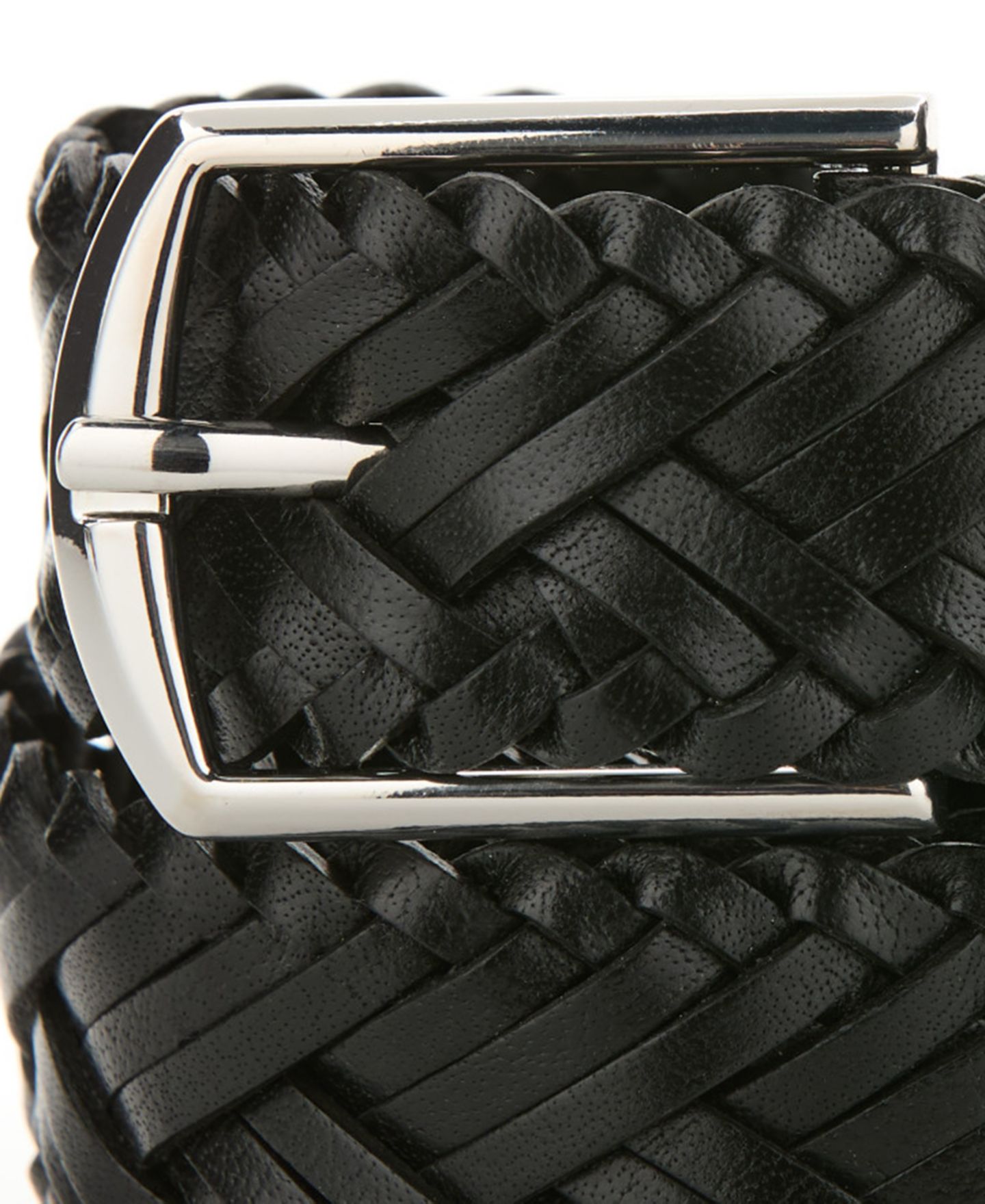 Мужской ремень Perry Ellis Portfolio Herringbone Braid Leather Belt, цвет: Чёрный — фото 3
