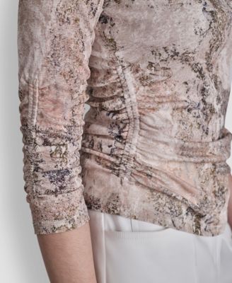 Petite Boat Neck Printed Top