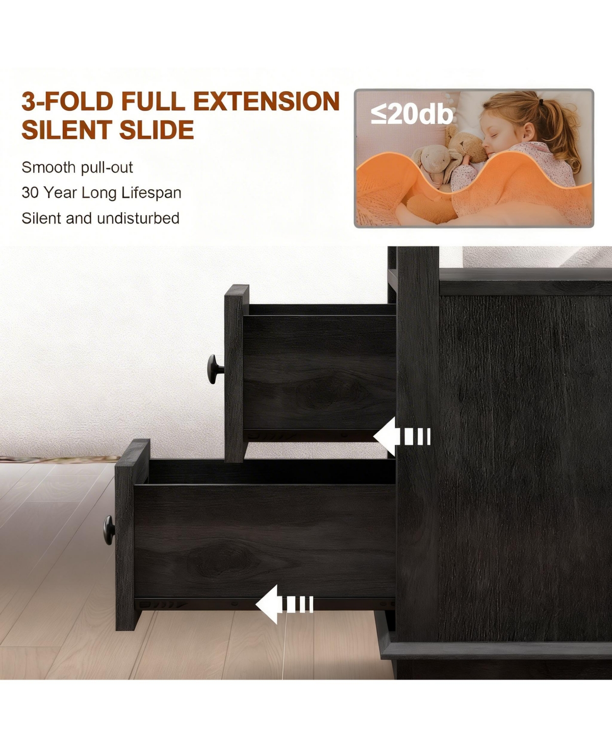 Yigii Drawer End Table with Charging Station for Living Room and Bedroom