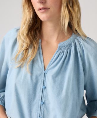 Plus Size Relaxed-Fit Button-Front Top