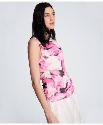 Women's Printed Crewneck Sleeveless Top