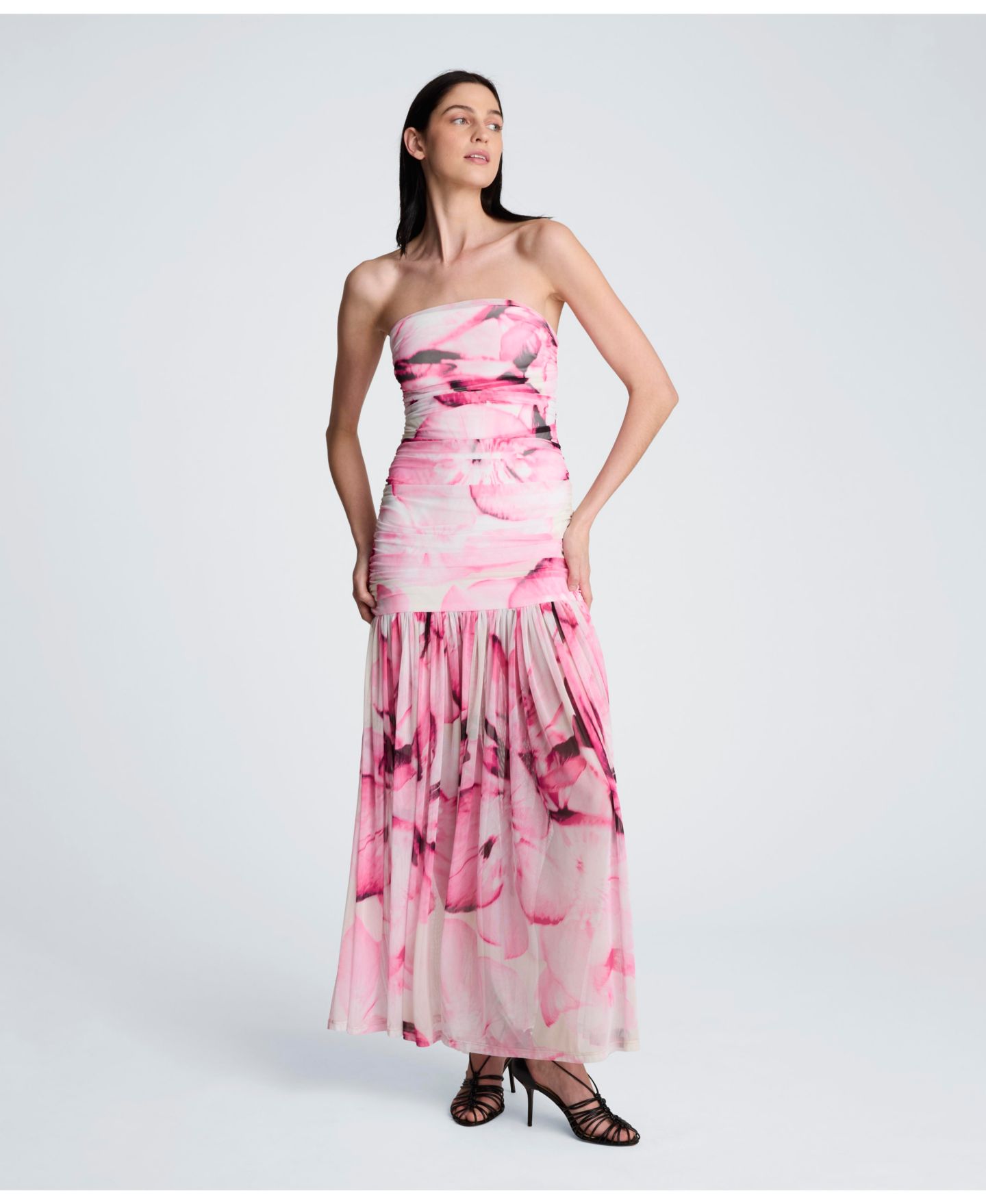 Женское платье Kenneth Cole Strapless Sleeveless Maxi, цвет: Розовый разноцветный — фото 3