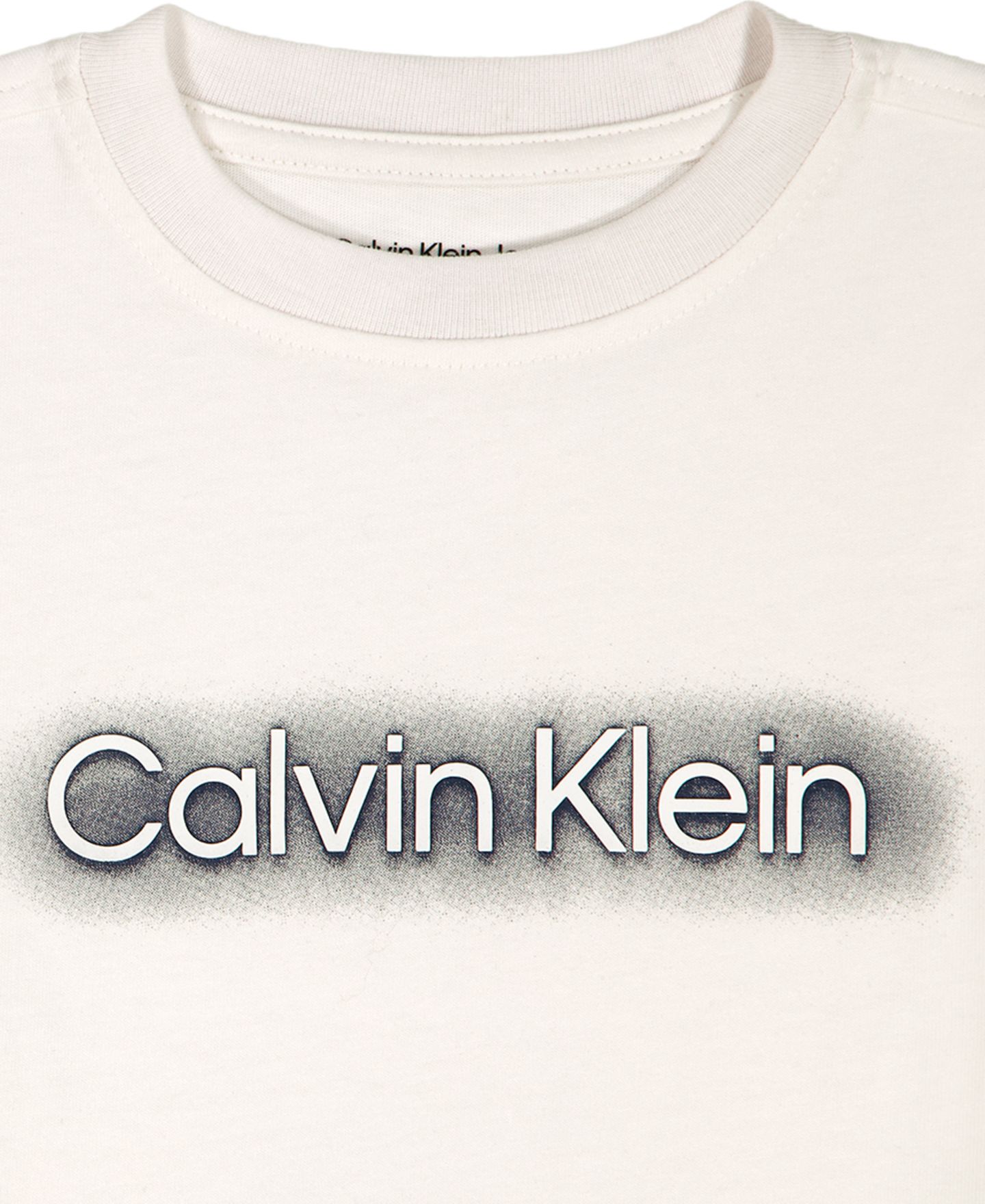 Детский комплект Calvin Klein: футболка с логотипом и шорты с принтом, 2T-7, цвет: Яркий белый / Тёмно-синий — фото 4