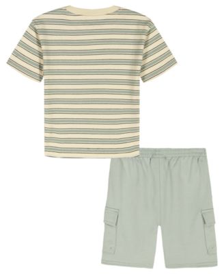 Boys' 2T-7 Relaxed Multi-Stripe T-Shirt and Cargo Shorts, 2-Piece Set