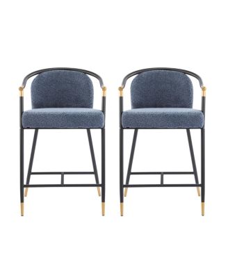  26" H Upholstered Counter Stool with Metal Frame (Set of 2)