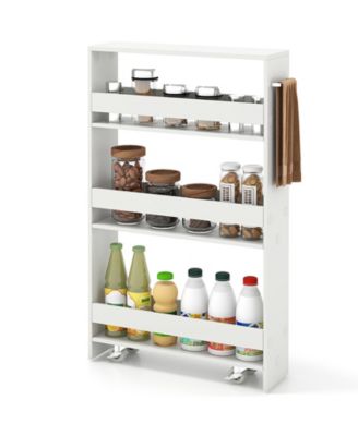 Narrow Mobile Serving Cart with Open Shelves for Kitchen Bathroom Living Room