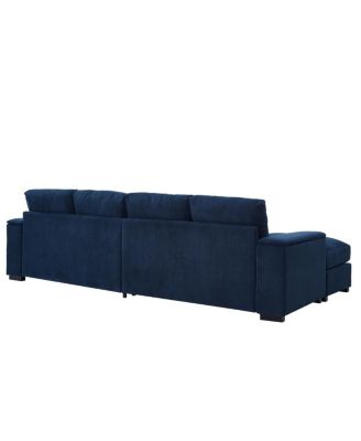 4-Seat Corduroy Sectional Sofa Sleeper Couch with 2 Ottomans