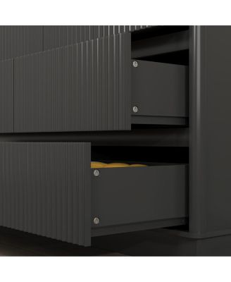 9 Drawer 63" Wide Wood Dresser, Modern Long TV Stand