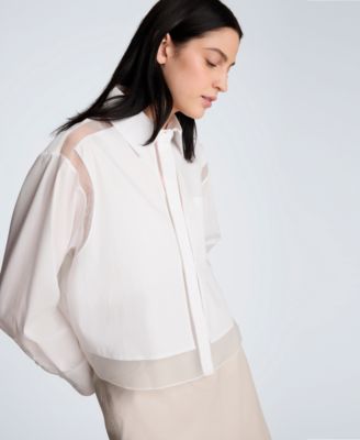 Women's Crop Collared Poplin Shirt