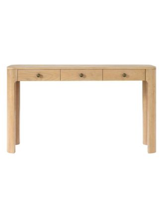 Streamdale Rustic Console Table with Curved Corners, 3 Drawers, Sturdy Sofa Table