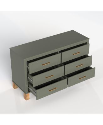 Streamdale 6-Drawer Dresser with Metal Handles & Solid Wood Legs