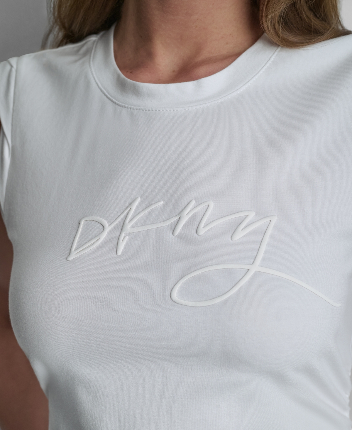 Dkny Women's Script Logo Side-Ruched Tank Top