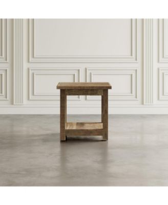 Reclamation 24" Square Reclaimed Wood End Table with Storage Shelf – Rustic Accent Side Table